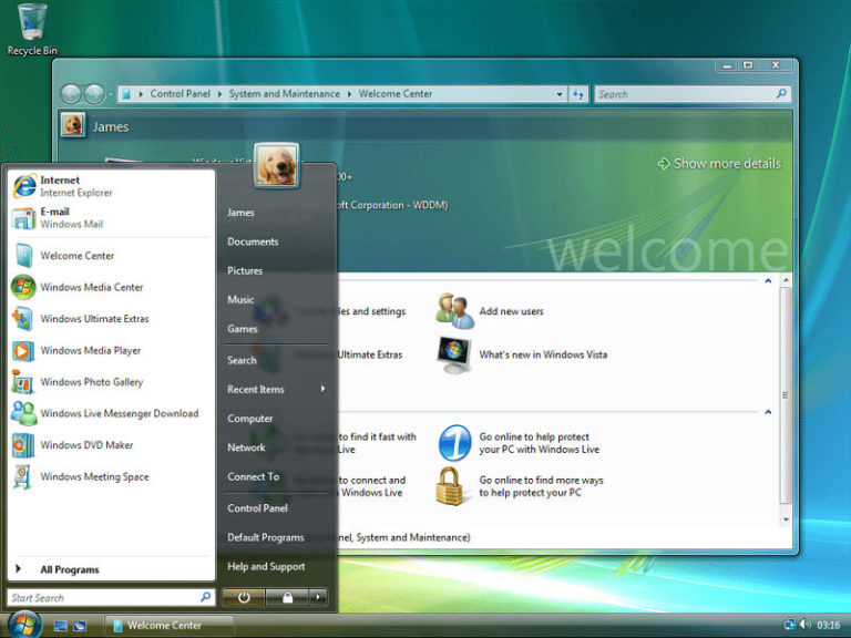 Interface Inicial do Windows Vista